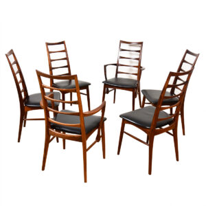 Set of 6 Danish Rosewood Koefoeds Hornslet (2 Arm + 4 Side) Dining Chairs