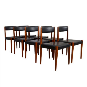 Set of 8 Danish Teak Dining Side Chairs w/ Unique Triangular Leg Form