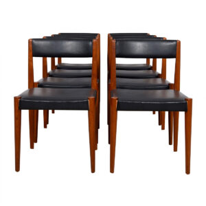 Set of 8 Danish Teak Dining Side Chairs w/ Unique Triangular Leg Form