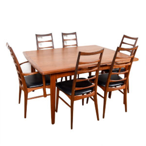 Organic Kofod Larsen 57″ x 44″ Deep Expanding Rectangular Teak Dining Table