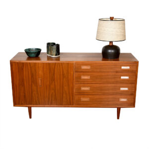Danish Walnut Apartment-Sized Bi-Fold Cabinet / Sideboard