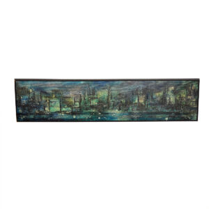 Vintage Abstract Cityscape Mix Media Hanging Artwork