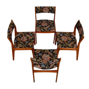 Set of 4 Danish Teak Upholstered Dining Chairs