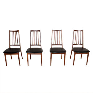 Set of 4 Danish Walnut | Teak Slatted-Back Dining Chairs