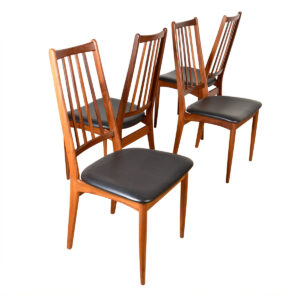 Set of 4 Danish Walnut | Teak Slatted-Back Dining Chairs