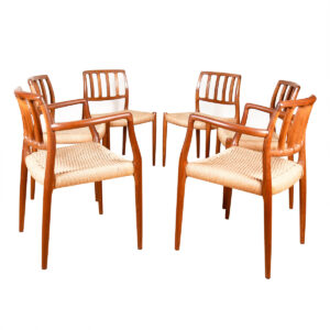 Scandinavian Teak Dining Chairs by Niels Moller Model 83 and 66