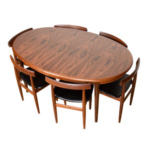 Oval Danish Modern Rosewood Expanding Dining Table + 2 Leaves