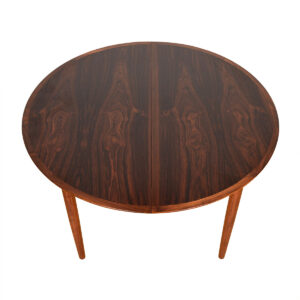 Danish Rosewood Round-to-Oval Dining Table w/ Single Butterfly Leaf