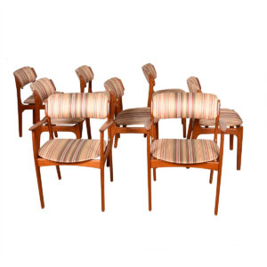 Set of 8 (2 Arm + 6 Side) Teak Dining Chairs by Erik Buch