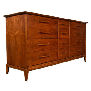 12-Drawer Mid Century Modern Walnut Dresser