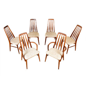 Set of 6 Danish Modern Rosewood Koefoeds Hornslet Slat Back Dining Chairs