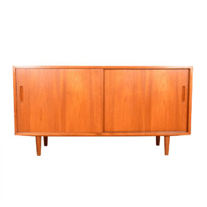 Danish Modern Apartment-Sized Sideboard | Media Cabinet with Sliding Doors