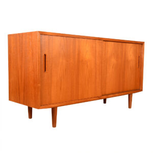 Danish Modern Apartment-Sized Sideboard | Media Cabinet with Sliding Doors
