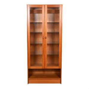 Tall & Thin Lighted Danish Modern Teak Display Cabinet
