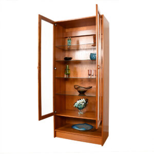 Tall & Thin Lighted Danish Modern Teak Display Cabinet