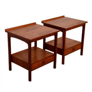 Rare Pair of Teak Swedish Modern Night Stands / End Tables by Dux