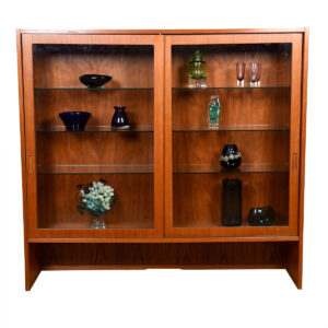 Stackable – or stand alone – Danish Teak Display Bookcase w: Adjustable Glass Shelves