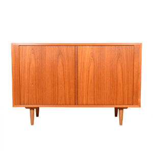 Tambour Door 42″ Apt-Sized Danish Teak Sideboard | Media Cabinet