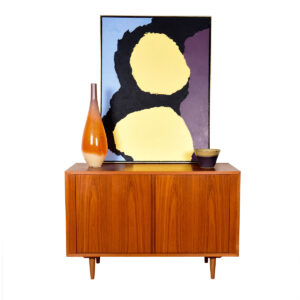 Tambour Door 42″ Apt-Sized Danish Teak Sideboard | Media Cabinet
