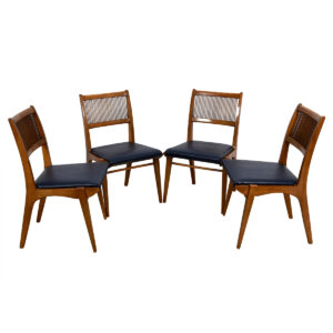 Set of 4 Drexel Mid Century Modern Slatted Back Dining Chairs