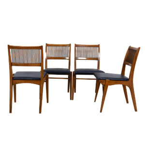 Set of 4 Drexel Mid Century Modern Slatted Back Dining Chairs