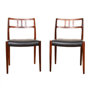 Pair Leather Danish Modern Brazilian Rosewood Niels Moller Dining | Accent Chairs