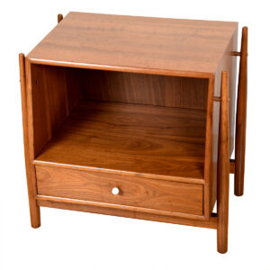 Drexel Declaration Walnut Nightstand | End Table by Stewart MacDougall & Kipp Stewart