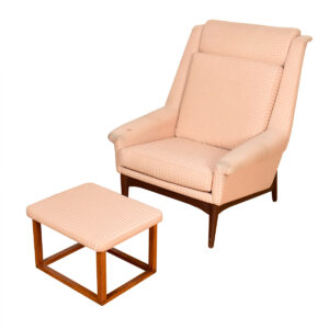 Folke Ohlsson Swedish Modern Lounge Chair by Dux + Compact Ottoman