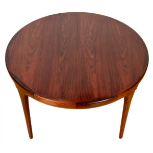 Danish Rosewood Expanding Round Dining Table w: 2 Generously Sized Leaves