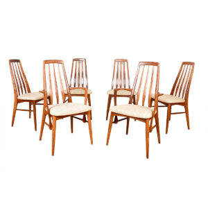 Set of 6 Danish Modern Rosewood Koefoeds Hornslet Slat Back Dining Chairs
