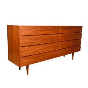 Danish Modern Long + Low Teak 8-Drawer Dresser