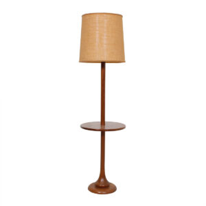 Danish Modern Teak Floor Lamp with Round Side Table