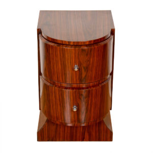 American Modern Rosewood 2-Drawer Bowed-Front Nightstand | End Table
