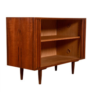 Danish Modern Walnut Tambour Door Mini-Credenza Cabinet