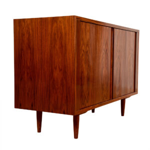 Danish Modern Rosewood Tambour Door Mini-Credenza Cabinet