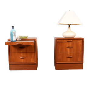 Pair of Danish Modern Teak Nightstands w: Pull-Out Tray