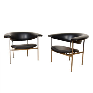 Pair of Holland Black & Chrome Mid Century MOD Chairs