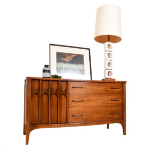 Compact Mid Century Modern Kent Coffey Sideboard | Cabinet w: Rosewood Accents