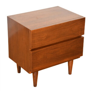 Mid Century Modern Walnut 2-Drawer Nightstand