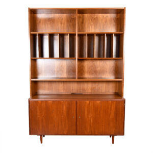 2-Piece Danish Modern Teak Vinyl | Display w: Locking Bottom Cabinet