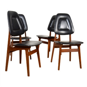 Set of 4 Norwegian Modern Teak Side Dining Chairs