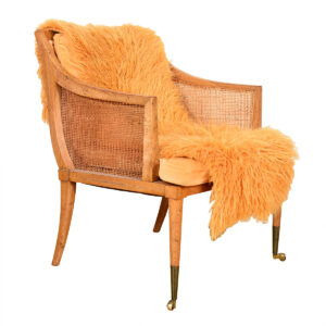 Robsjohn-Gibbings Pair of Decorator Chairs w. Custom Flokati Throws