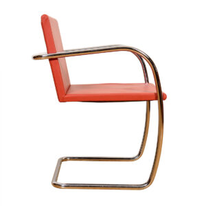 Knoll Red Upholstered Chrome Accent Chair