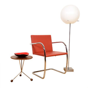 Knoll Red Upholstered Chrome Accent Chair