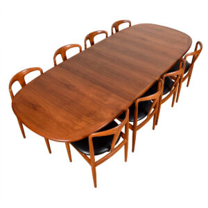 Danish Modern Teak Expanding Dining Table with Pedestal Base