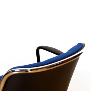 Charles Pollack for Knoll — Blue Upholstered Chrome Chairs on Casters — 8 Available