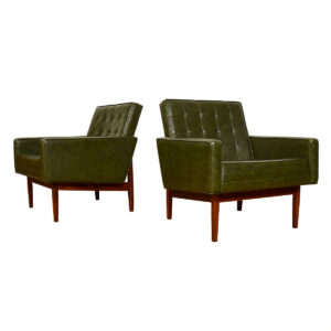 Pair of Green Tufted Club Chairs by Jack Cartwright
