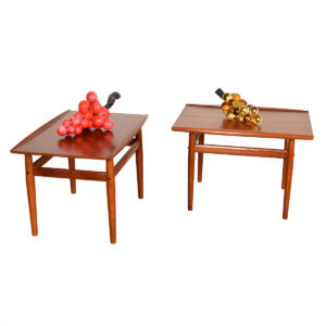 Grete Jalk Teak Accent Tables with Raised Lip Top — 3 Available