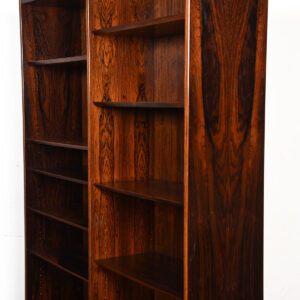 Danish Modern Rosewood Adjustable Shelf Double Bookcase