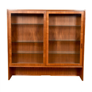 Stackable – or stand alone – Danish Walnut Display Bookcase w: Adjustable Glass Shelves
